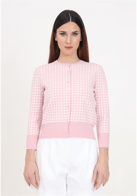 Women's cardigan with white and pink checked pattern MAX MARA | 2416341061600001